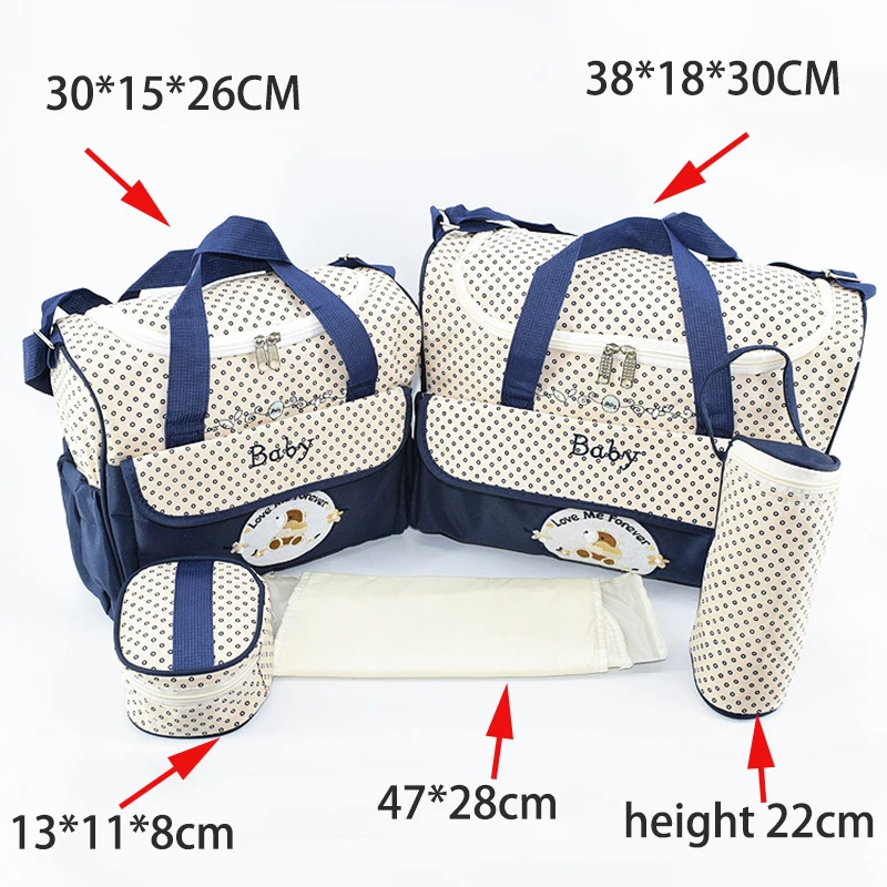 5pcs/set Baby Diaper Bag Large Capacity Organizer Bag Changing Nappy Bag For Baby Moms Maternity Bag