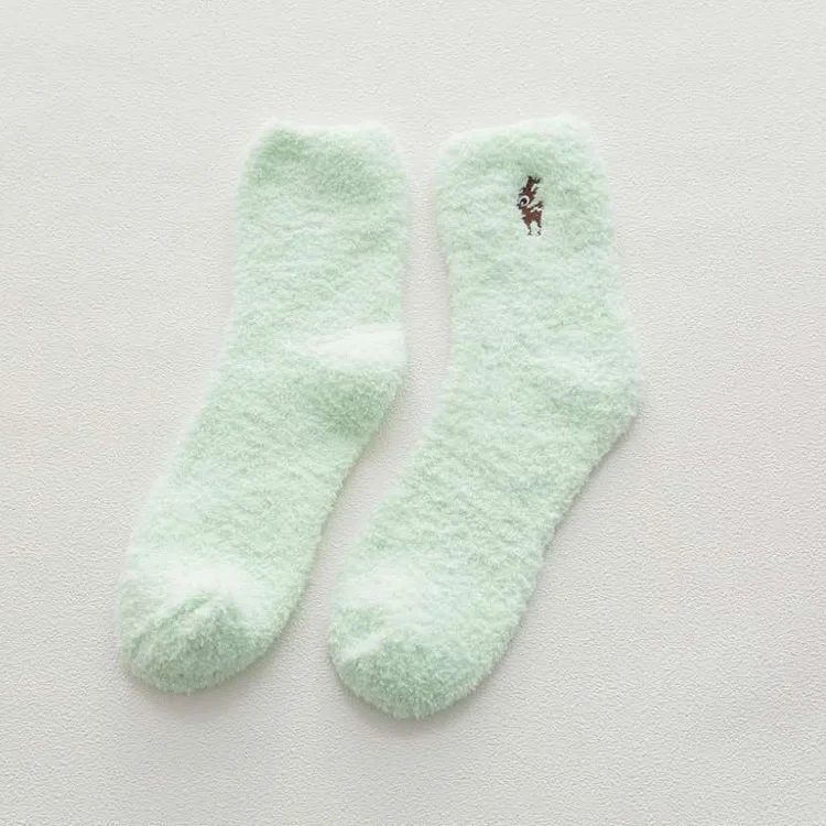 Guolu deer PEONFLY вышивка кошка утолщение женщин хлопка Утепленная одежда сна Смешные Милые носки чулочно-носочные изделия зима kawaii 5 пар/лот осень зима - Цвет: Guolu deer