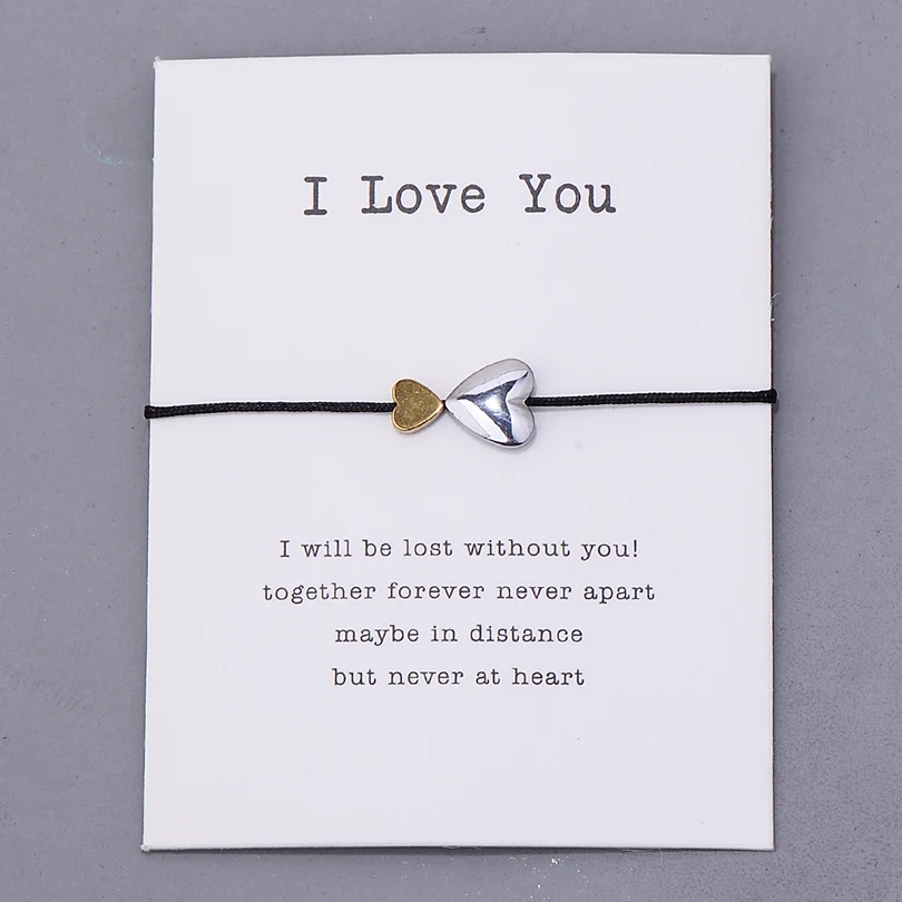 Браслет Pipitree I Love You, двойное сердце, пара желаний, ювелирное изделие, подарок, гематит, бусины, красная цепочка, браслеты с подвесками для женщин, влюбленных