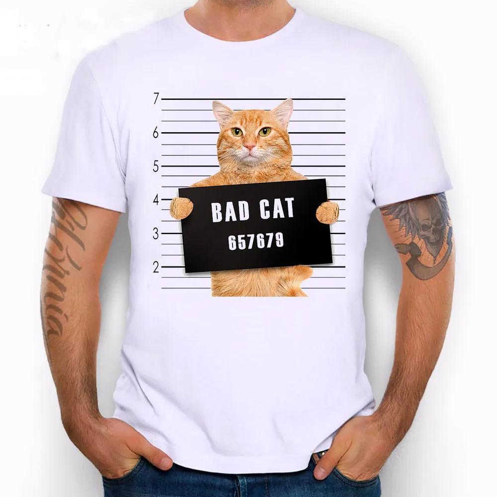 Хит Мужская футболка с принтом Bad Cat женская Dept крутая изображением кота мужская