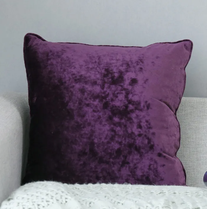 purple Супер мягкий Бархатный Чехол для подушки, однотонный синий, зеленый, серый, оранжевый, кофейный домашний декоративный чехол для подушки, велюровый чехол для подушки 50X50 см - Цвет: purple