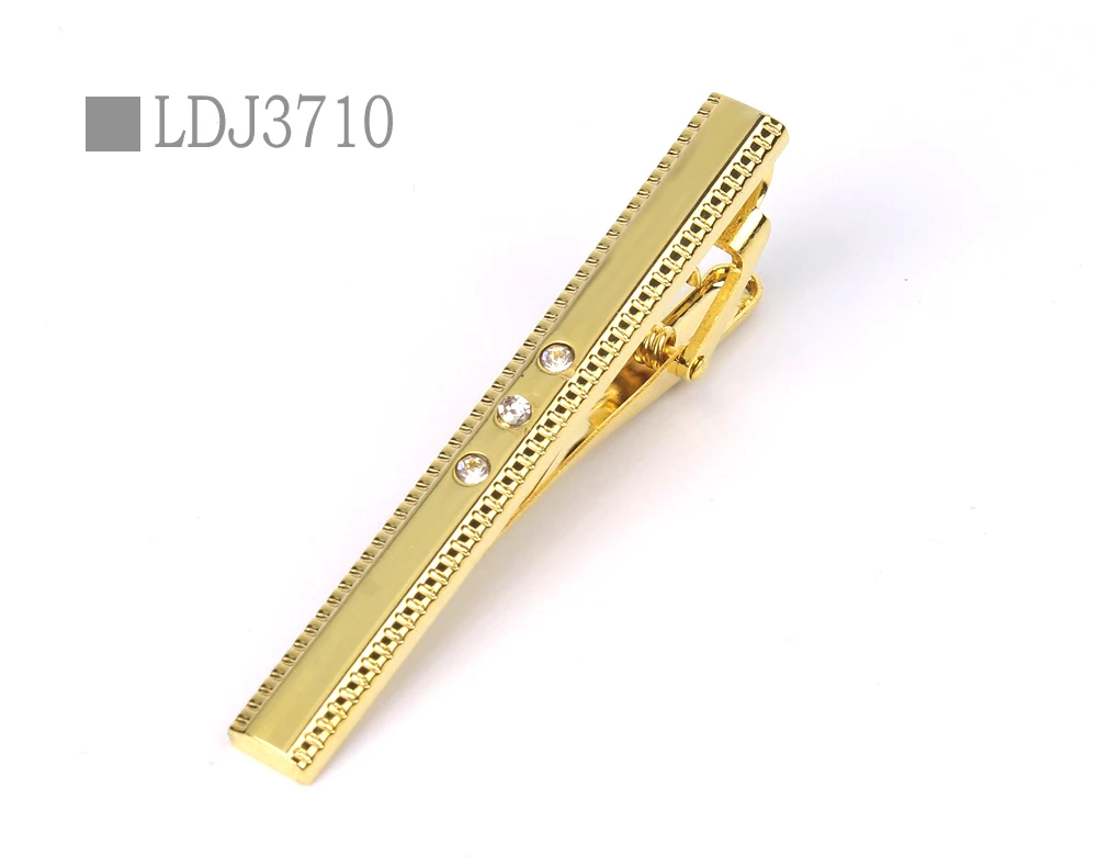 LDJ3710 Новые Зажимы для галстука, мужские металлические галстуки, Хрустальные платья, рубашки, булавка для галстука для свадебной церемонии, металлические Золотые зажимы для галстука, мужские аксессуары - Metal color: LDJ3710