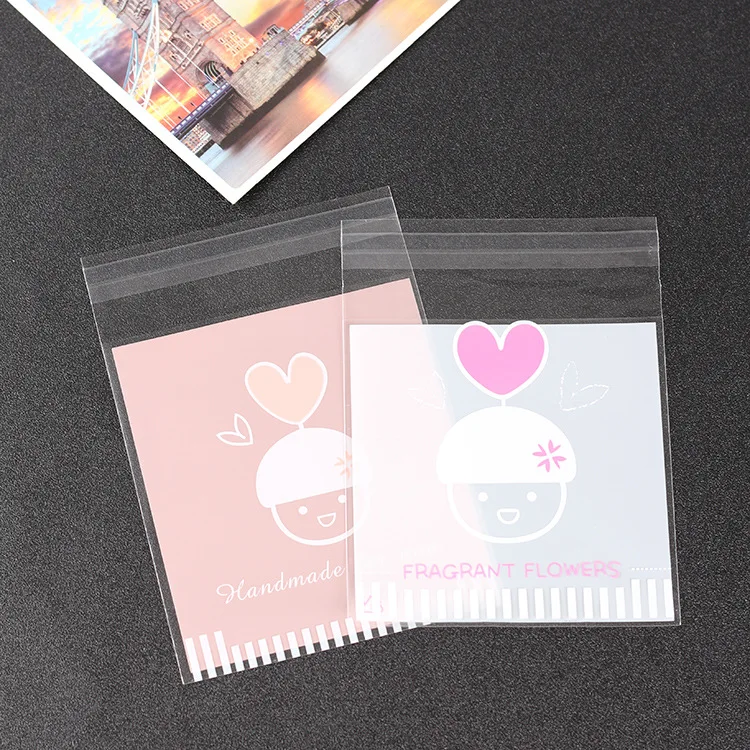 

500PCS Handmade Printed Cellophane Biscuit Bags Wedding Cookie Bags Plastic Candy Bag with Self Adhesive Packaging Jewelry 10x10
