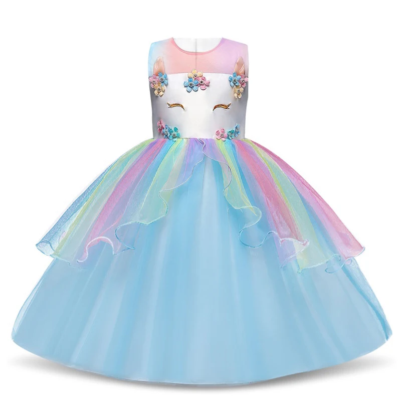 Summer Kids Dresses For Girls Unicorn Dress Princess Costume Party Tutu Children Girl Clothes 4 8 10T | Детская одежда и обувь