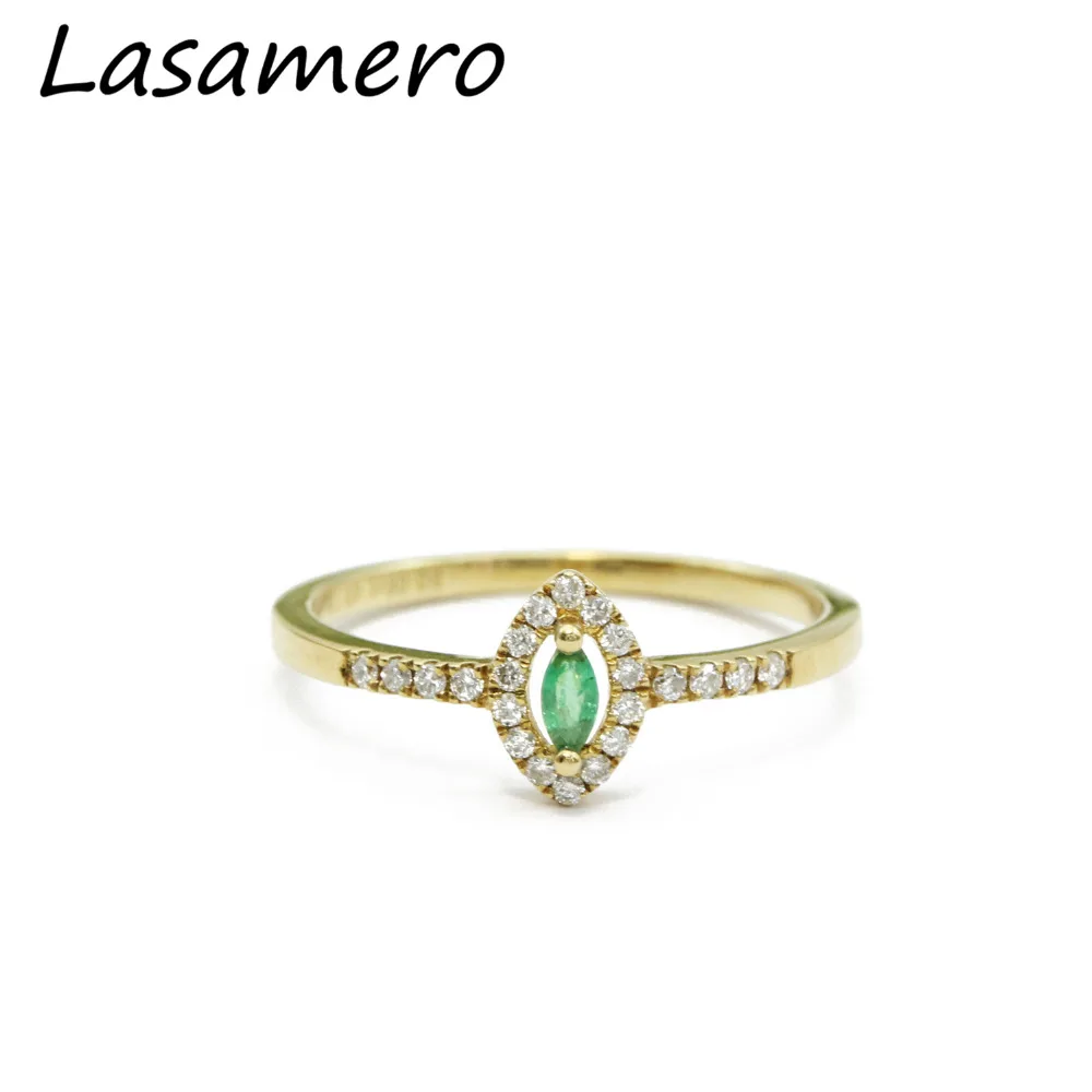 LASAMERO огранка маркиза 0.06ct натуральный Изумрудный драгоценный камень твердое 9k