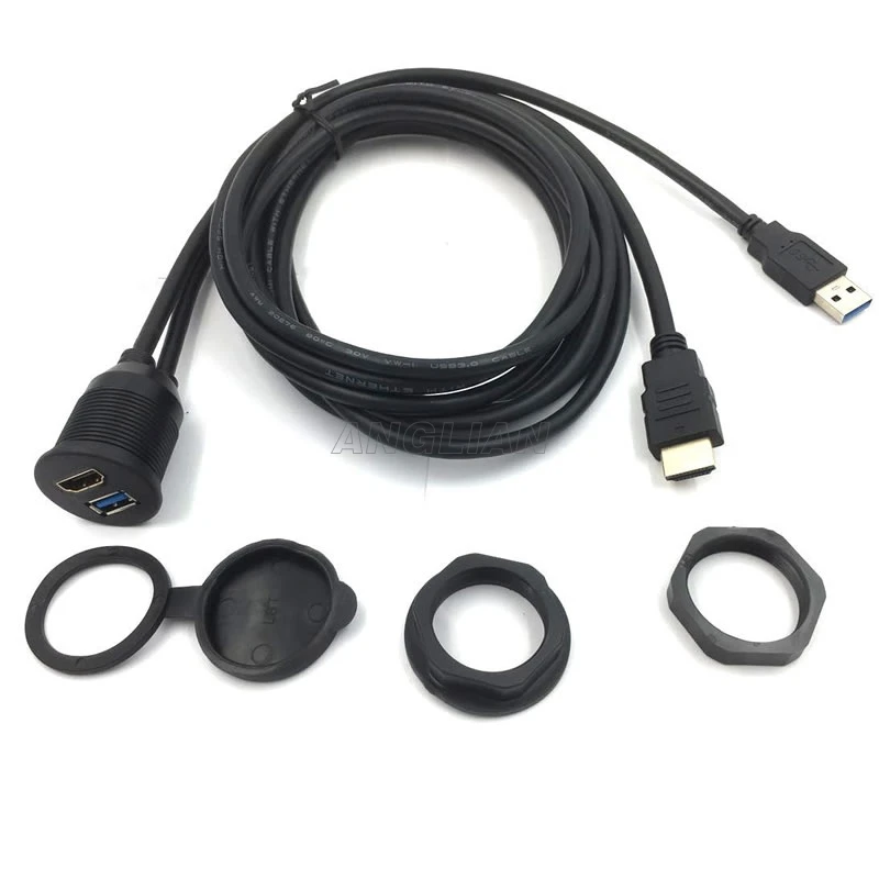 HDMI USB3.0 водонепроницаемый Удлинительный кабель с панельным креплением штырь