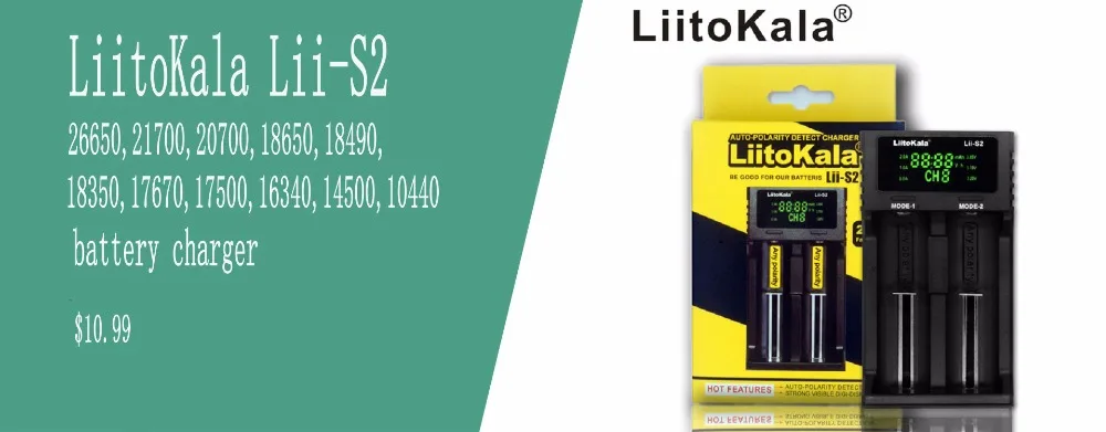 LiitoKala Lii-50A 26650 5000 mAh 26650-50A литий-ионная аккумуляторная батарея 3,7 V для фонарика 20A новая упаковка
