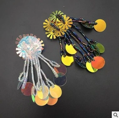 Multi-color Hand-beaded Accessories Snowflake Sequins Beaded flower Clothing Decoration Patch Shoes Cloth Stickers | Дом и сад