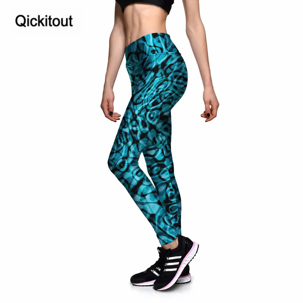 Qickitout леггинсы сексуальные женские новый стиль новые для фитнеса синие с