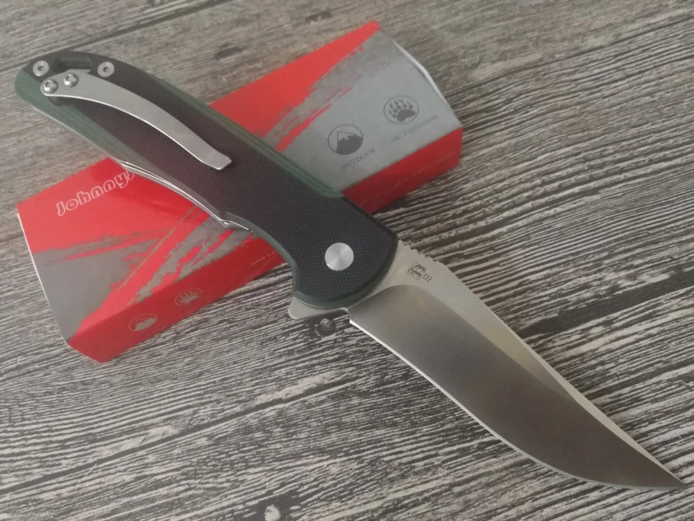 Фирма JohnnyJamie, Persici 1010B, Черная Ручка G10, D2, стальное лезвие, шарикоподшипник, складной нож для выживания, кемпинга, тактические инструменты
