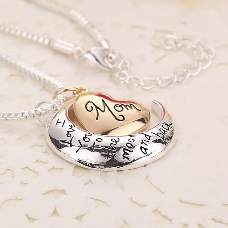 Лунное ожерелье подвесное для женщин I Love You To The Moon и Back Heart колье ювелирное