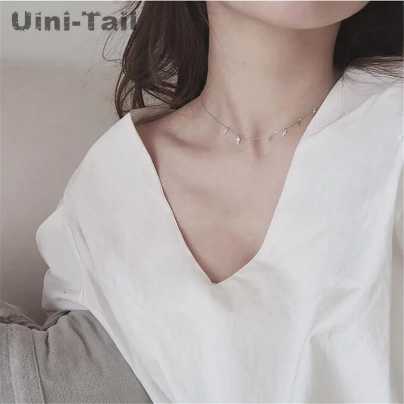 Короткое ожерелье Uini Tail из стерлингового серебра 925 пробы с крестом простой