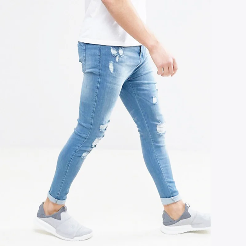 ZYFPGS Весна для мужчин хип хоп Тонкий джинсы женщин с измельченными Slim мужской