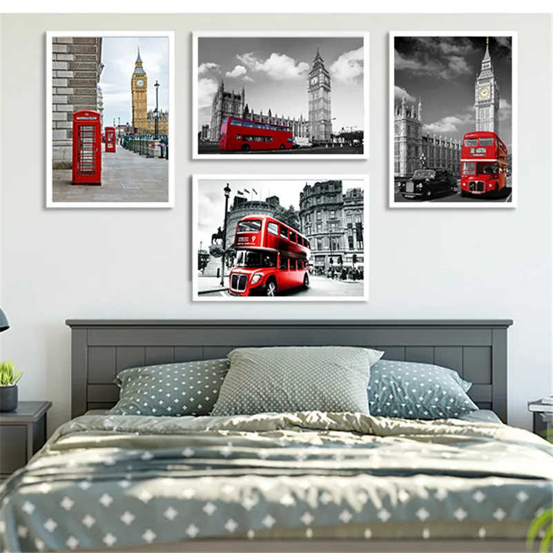 Настенный декор Лондонская улица печать на холсте Настенная картина городской
