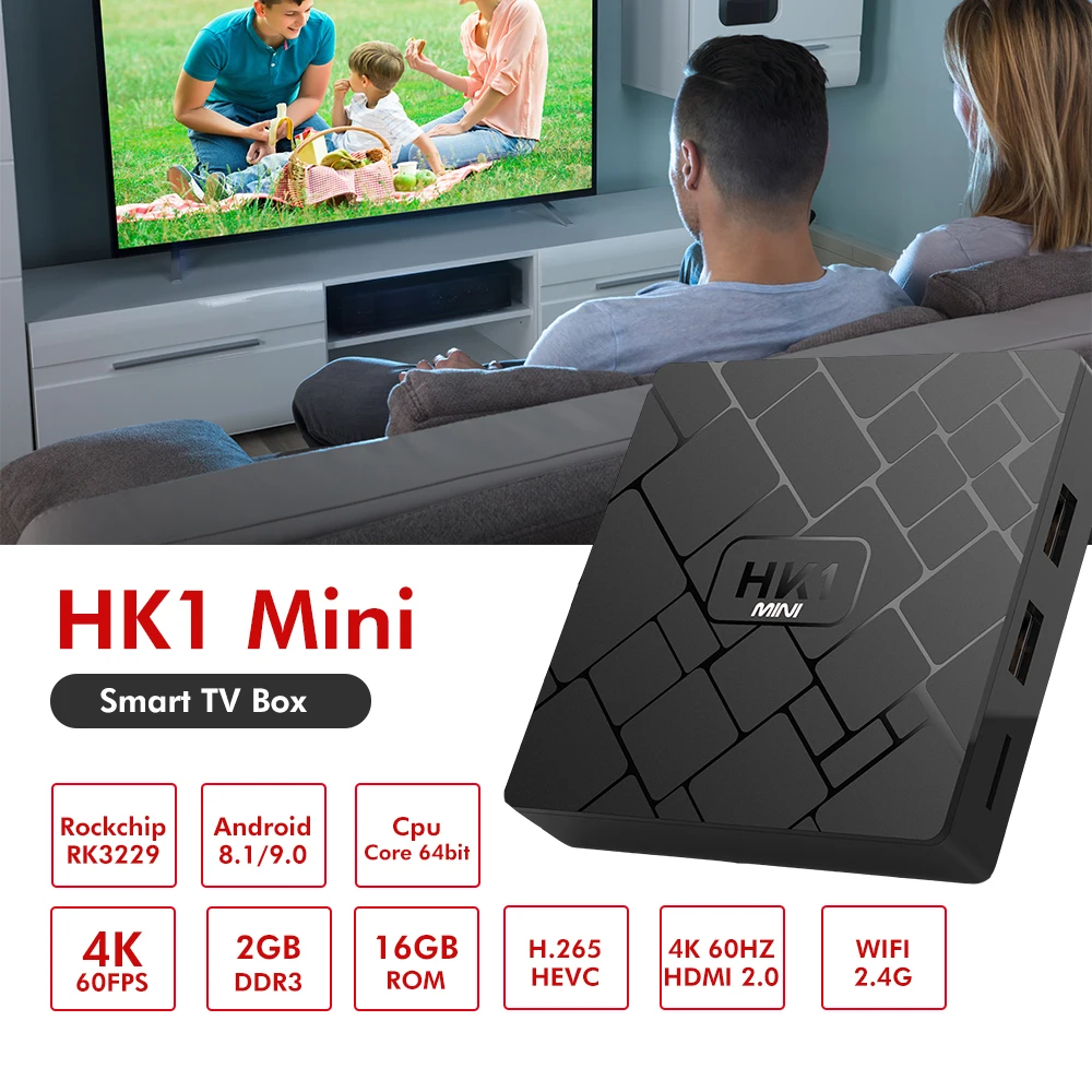 ТВ приставка HK1 Мини Android 9 0 Смарт Rockchip RK3229 четырехъядерный WIFI 2 4G 3D 2GB16GB H.265 4K HD