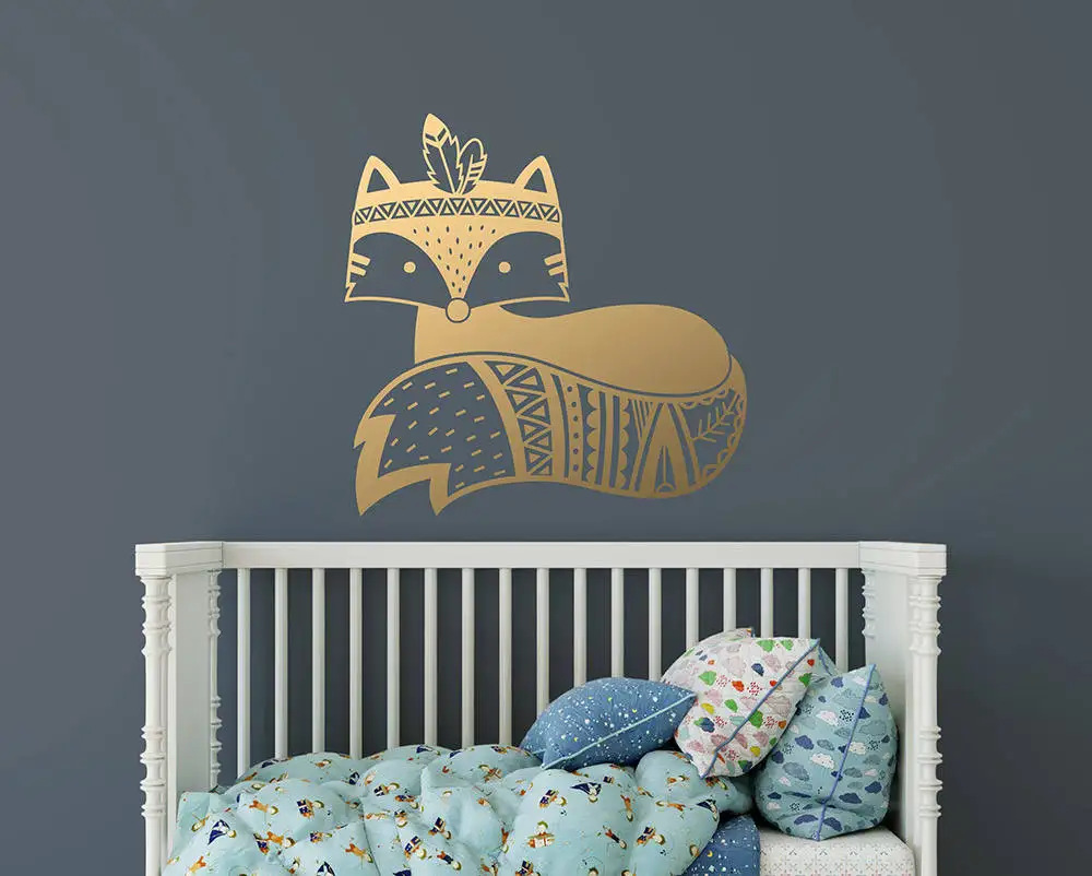 Настенная Наклейка с изображением лисы Детская леса виниловая наклейка на стену