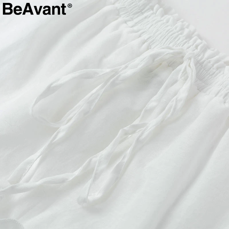 BeAvant трапециевидная Женская юбка с высокой талией белая хлопковая мини вышивкой