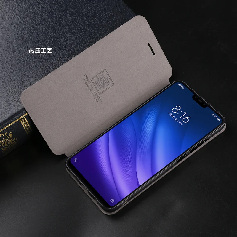 Для Xiaomi Mi 8 Lite Оригинальный MOFi Серии Rui Роскошный кожаный флип-чехол для Mi8