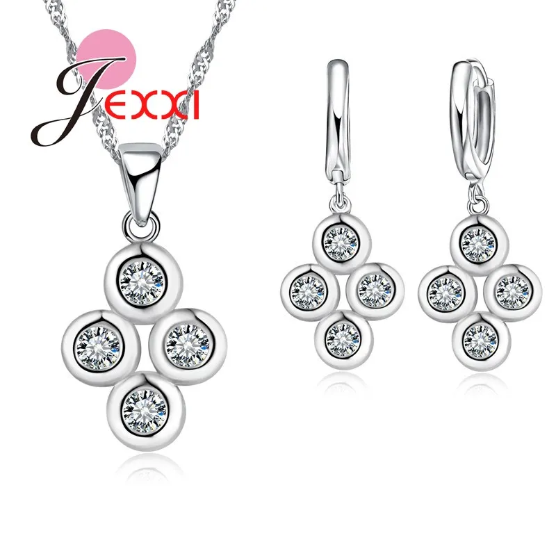 Новый дизайн ожерелье и серьги из прозрачного кубического циркония с четырьмя