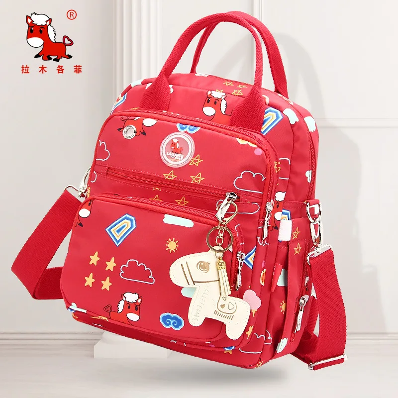 HORSE RED Мультяшная Детская сумка для пеленок, сумка для мам, сумка-тоут, рюкзак для пеленок, пеленальный органайзер, водонепроницаемые сумки для ухода за ребенком, сумка-мессенджер - Цвет: HORSE RED