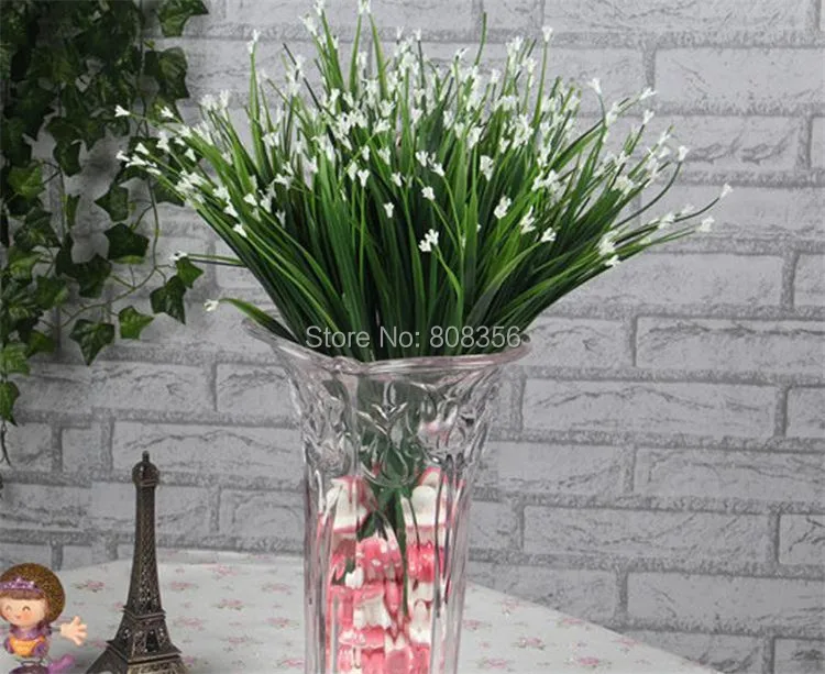 one Plastic Plant 35cm/13.78&quot White/Purple/Yellow/Red Artificial Spring Grass Small Flower for Wedding Flowers | Дом и сад