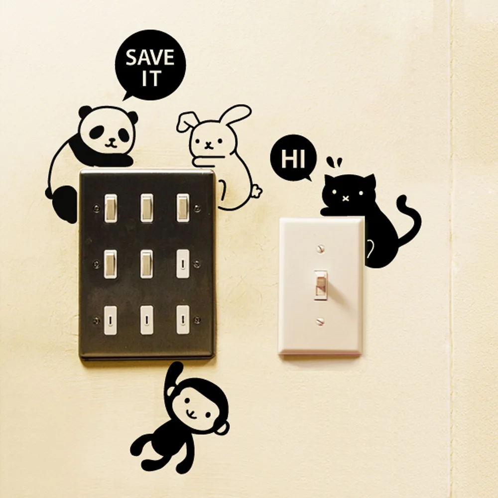 Съемная забавная Панда и переключатель денег настенная мультяшная наклейка