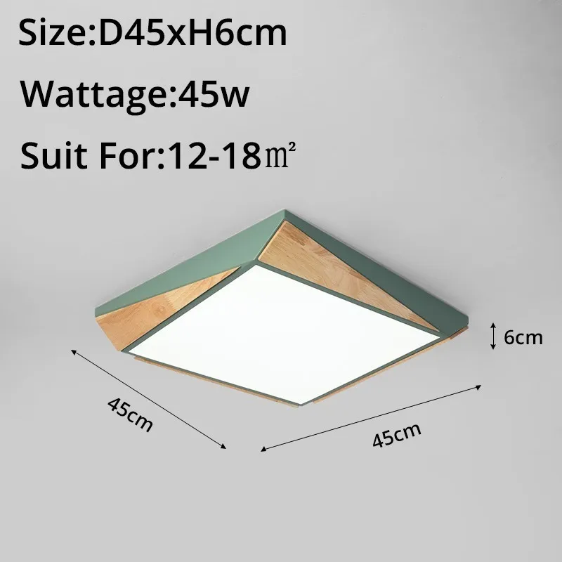 green 45x6cm 36W Современные светодиодные потолочные лампы для гостиной спальни 95-265 в Внутреннее освещение потолочный светильник с дистанционным управлением - Цвет корпуса: green 45x6cm 36W