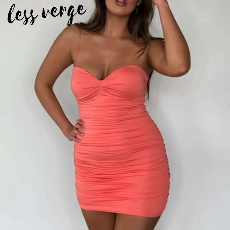 Lessverge Ruched ФЛУОРЕСЦЕНТНОЕ Зеленое Вечернее Платье женское Короткое сексуальное