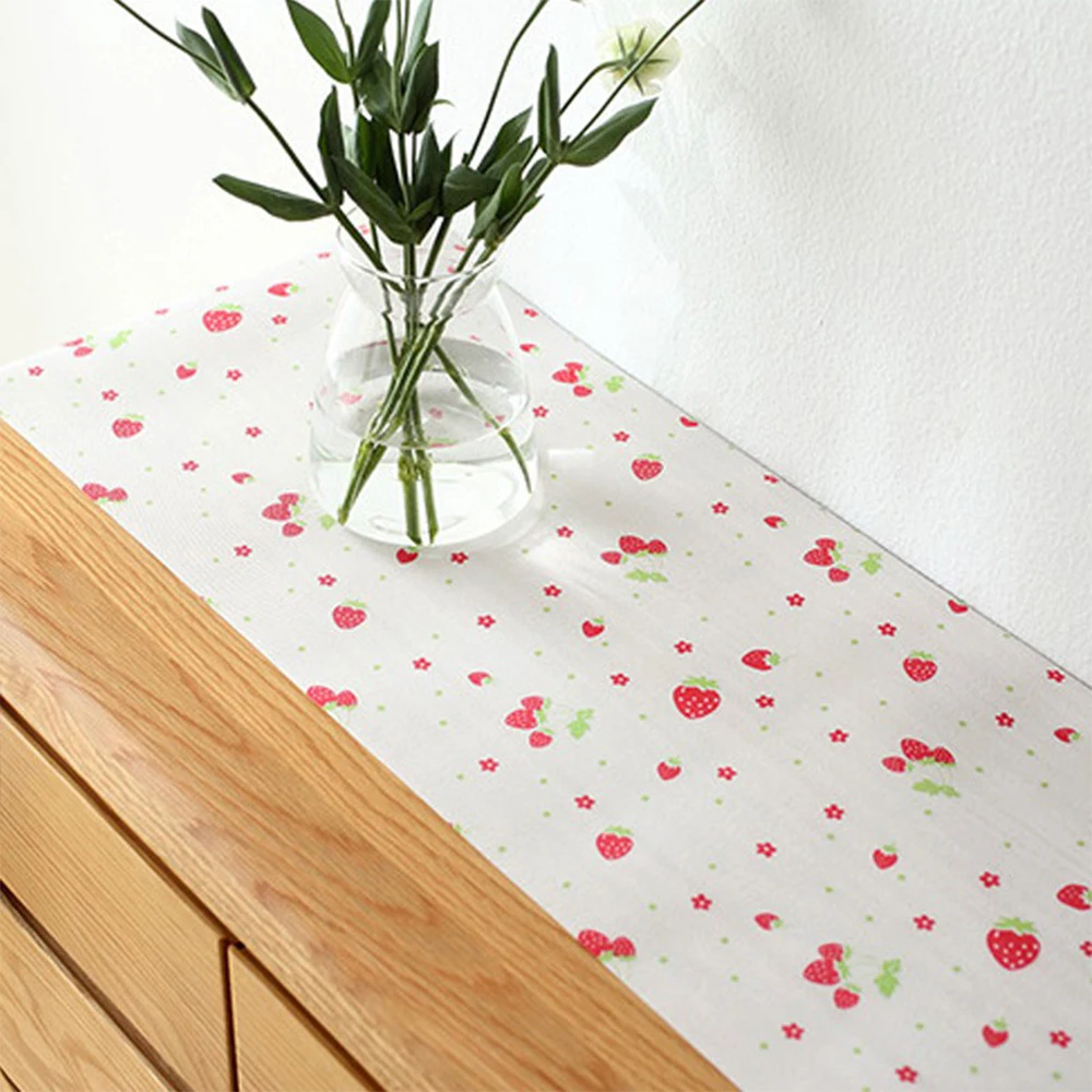 30*500CM Kitchen Drawer Paper Polka Dot Floral Strawberry Print Waterproof Oilproof Non-Adhesive Wardrobe DIY Cabinet Dining Pads Mats