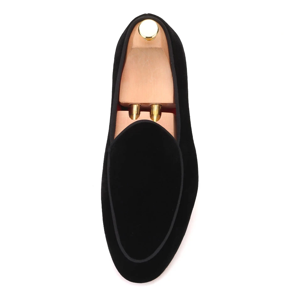 Piergitar brand 2019 Handmade Black colors men velvet shoes Fashion party and wedding men's loafers plus size smoking slippers | Обувь