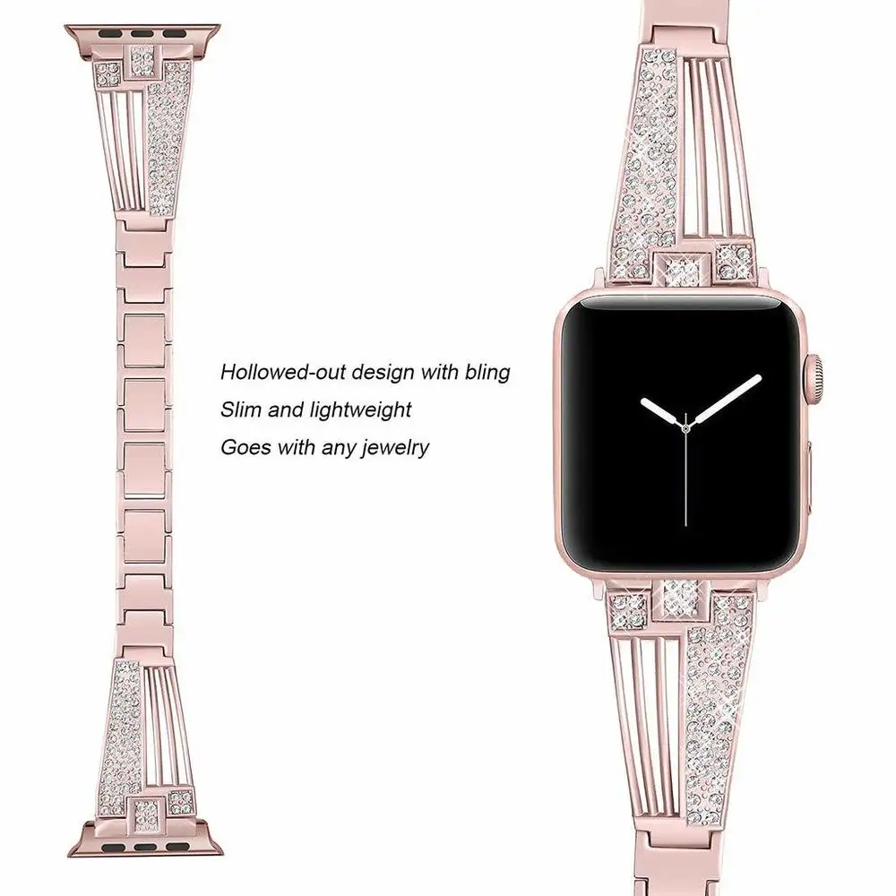 Роскошный браслет с кристаллами и бриллиантами ремешок для Apple Watch 42 мм 38 40 44 серия