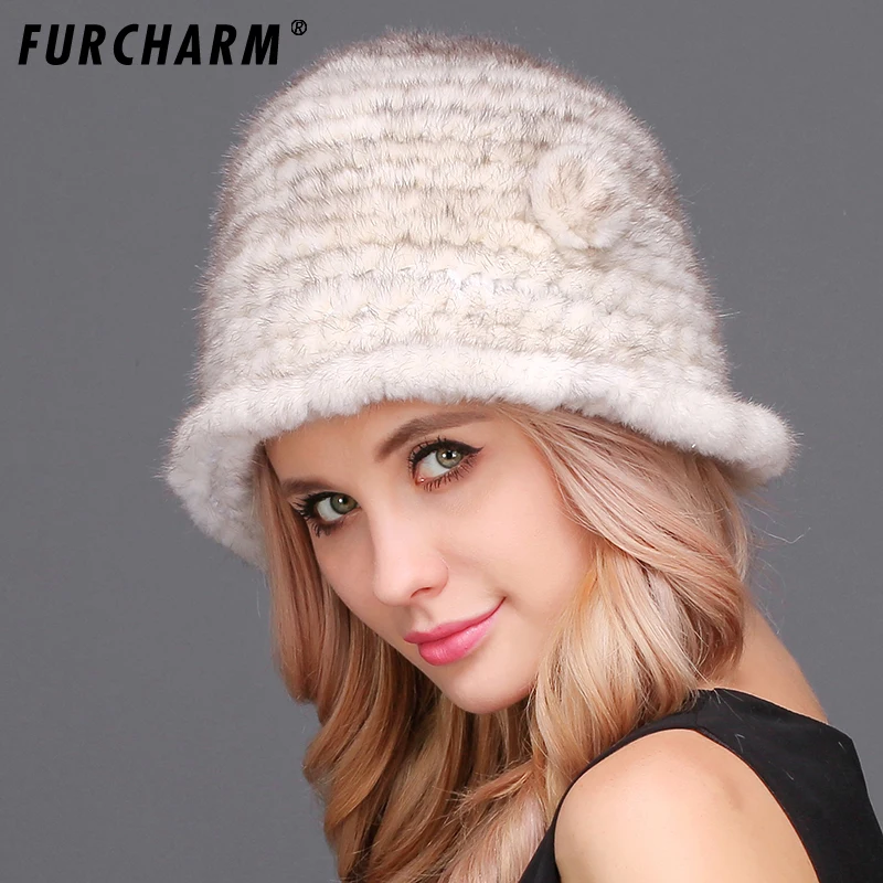 100% из натурального меха норки Для женщин фетровая шляпка шерстяная шляпа для