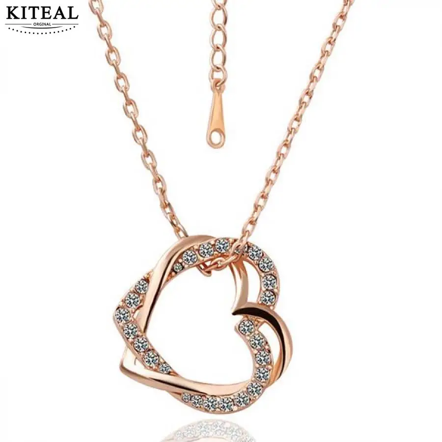KITEAL exo Gold color Perfume women pendants golden heart love Valentine's Day gift collar Elegant | Украшения и аксессуары