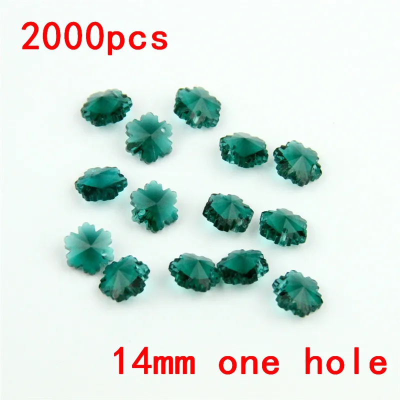 

New 2000pcs Peacock Green 14mm 1 Hole Crystal Snowflake Beads Glass Chandelier Part For Strand Garland DIY Handwork Accessories
