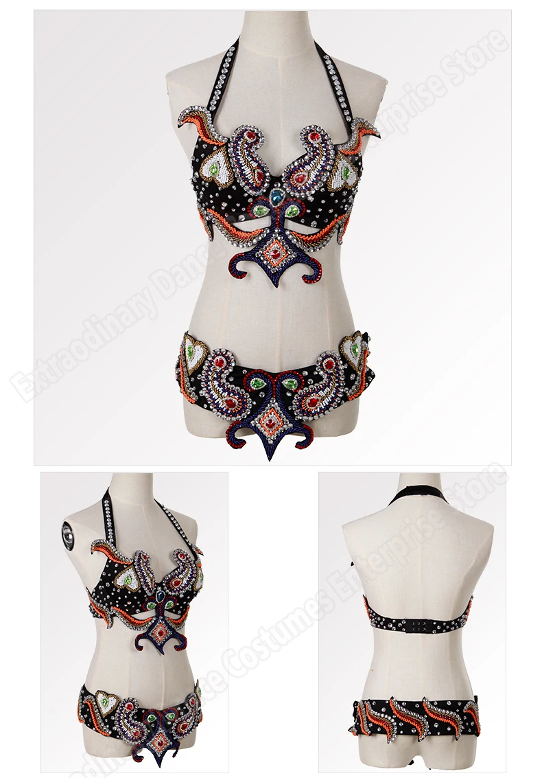 Women Oriental Belly Dancing Costume Bra Belt Beaded Top danse Egyptian orientale Belt Hip Scarf Dance Performance Luxury