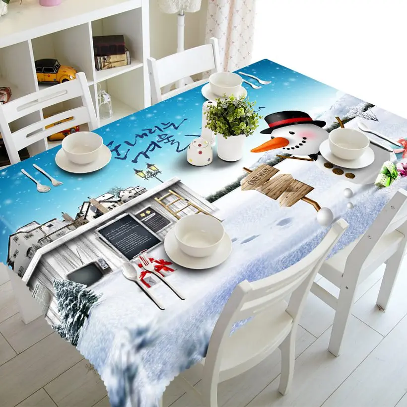 Рождественский стол Снежная сцена Снеговик подарок Санта олень фото 3d печать