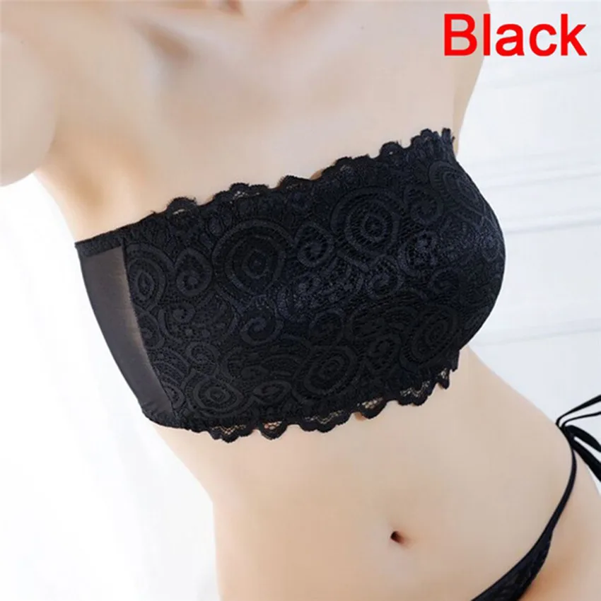 Women's Sexy Lace Casual Crop Top Strapless Seamless Solid Padded Bras Bralette lingerie Bra Underwear Brassiere 3*0 |