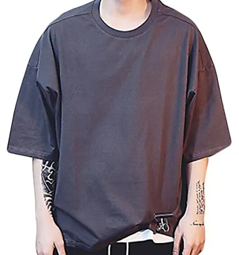 Abetteric мужские негабаритных Свободные битник хип-хоп футболка с короткими