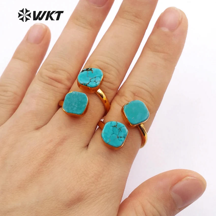 Регулируемые кольца для женщин Модные Винтажные зеленые Howlite с отделкой 24