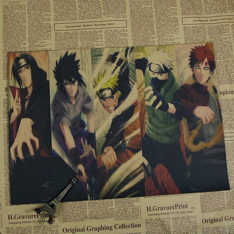 Уютный момент аниме Uzumaki Naruto постер Naruto Uzumaki Naruto/Итачи Учиха/Akatsuki Винтаж плакат из крафт-бумаги, ручной стержень, для кафе, для домашнего декора QT442