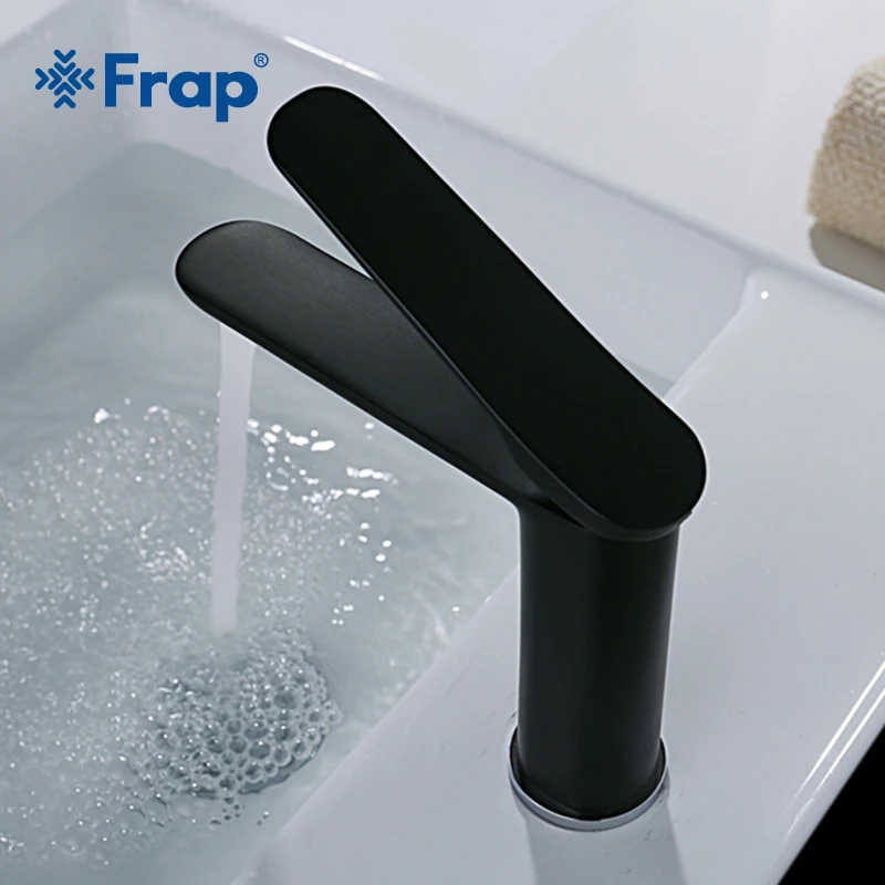 FRAP матовый черный смеситель для ванной комнаты в современном стиле