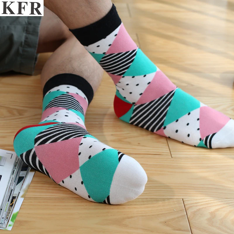 Модные мужские хлопковые носки с рисунком happy socks Дизайнерские повседневные harajuku