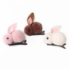 Милые пушистые Кольца для волос с помпоном из кроличьего меха мини-веревка для волос в виде кролика детские милые однотонные заколки для волос для девочек детские шпильки для волос Веревка для волос