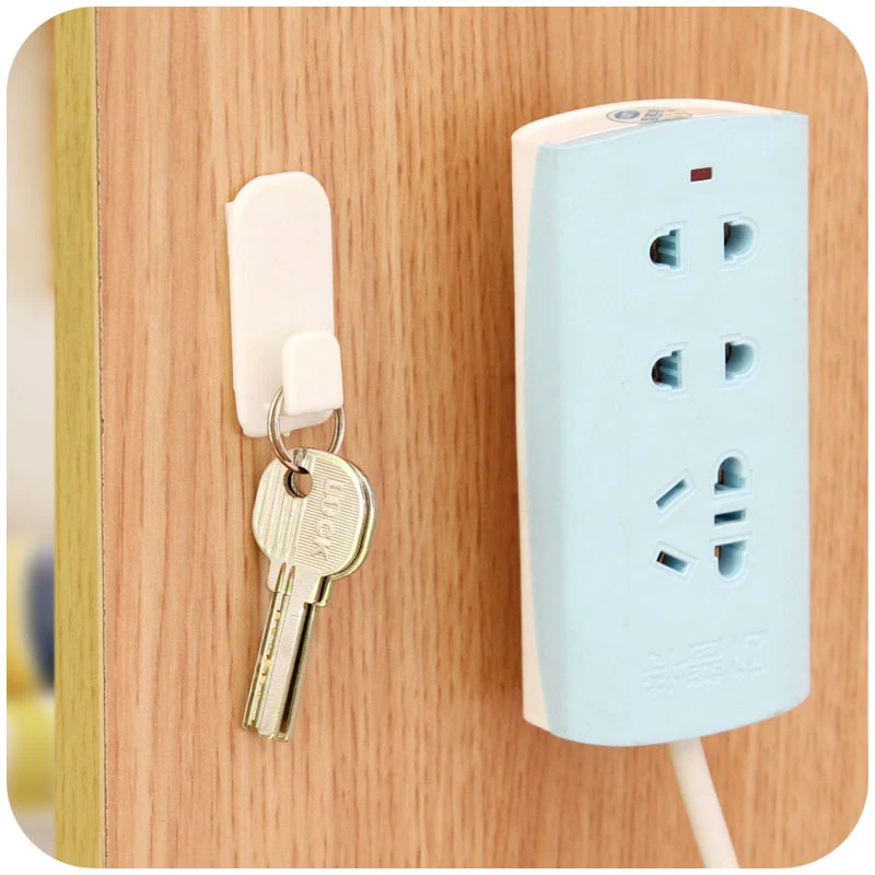 2 набора (4 шт.) самоклеящиеся пластиковые крючки для хранения держатель ключей с