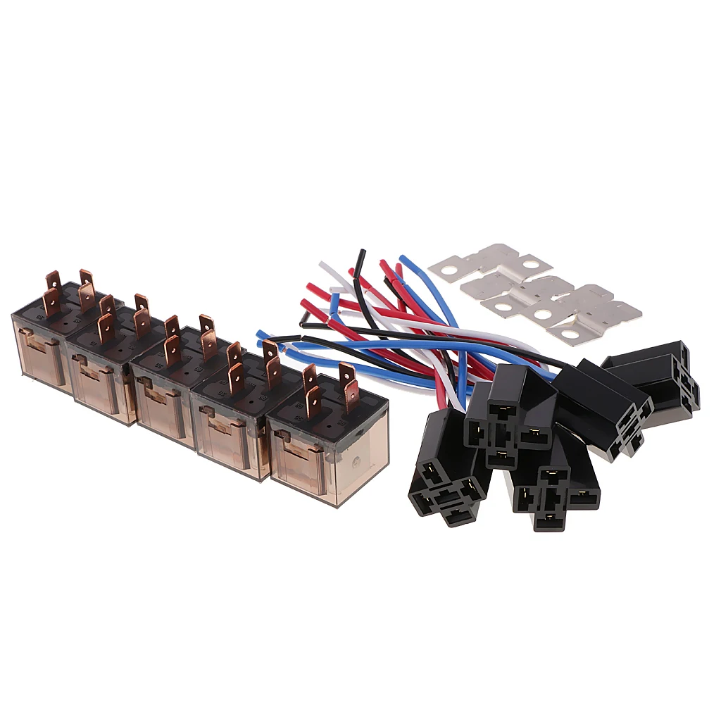 5 шт. DC12V 80Amp автомобильный SPST автомобильное реле 4 Pin провода жгут разъем|Реле| |