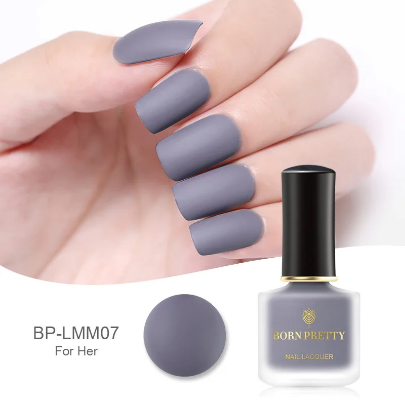 BP-LMM07 Матовый лак для ногтей BORN PRETTY, яркий лак для ногтей, 16 цветов, 6 мл, Быстросохнущий сатиновый матовый гель для ногтей - Цвет: BP-LMM07