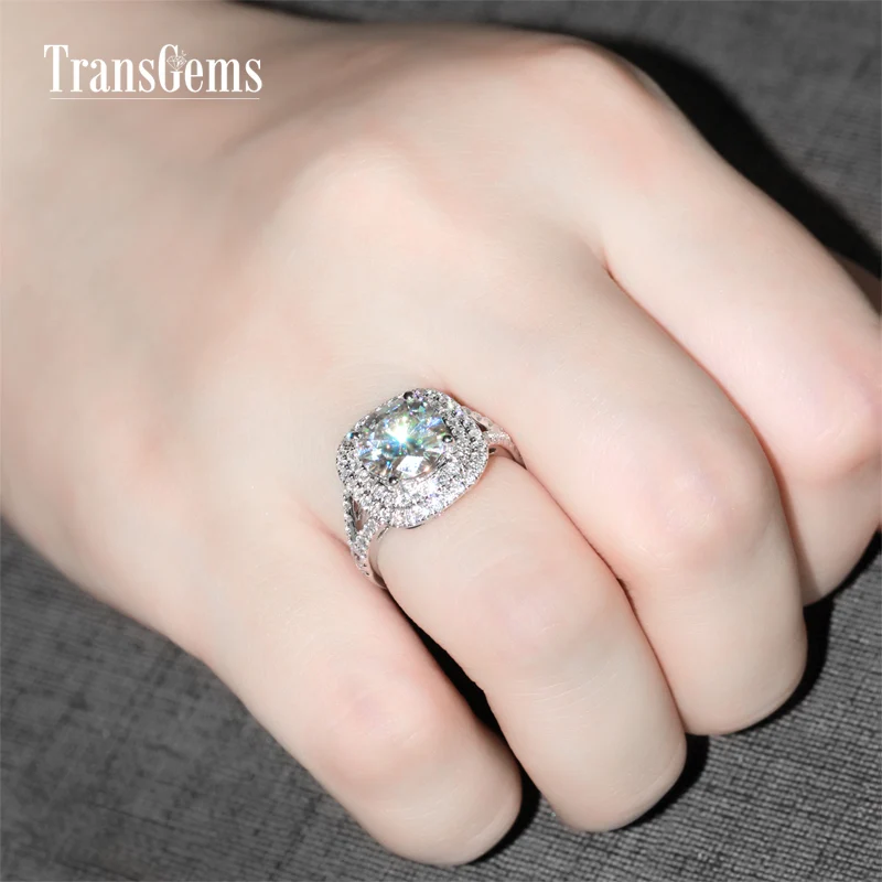 Женское Обручальное кольцо с муассанитом диаметром 9 мм 3 карата|ring band|ring whitering gold