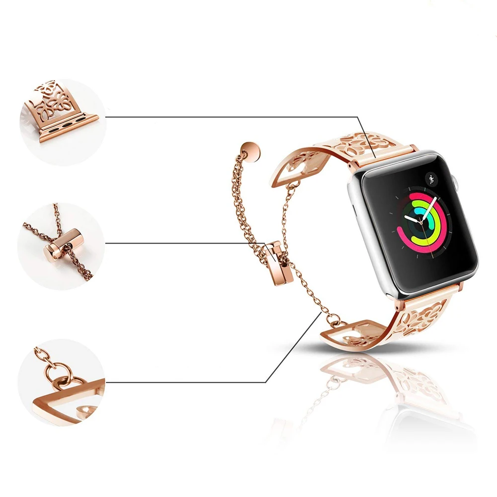 Ремешок из нержавеющей стали для Apple Watch 40 мм 44 42 38 металлический браслет |