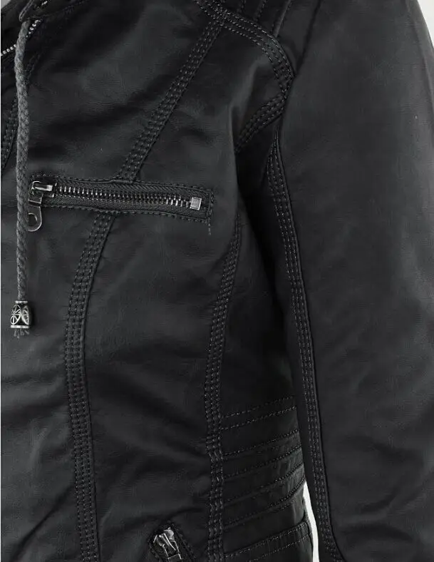 Nicesense осень Veste Cuir Femme кожаные куртки женские пальто Manteau Femme Jaqueta De Couro мотоциклетные куртки с капюшоном
