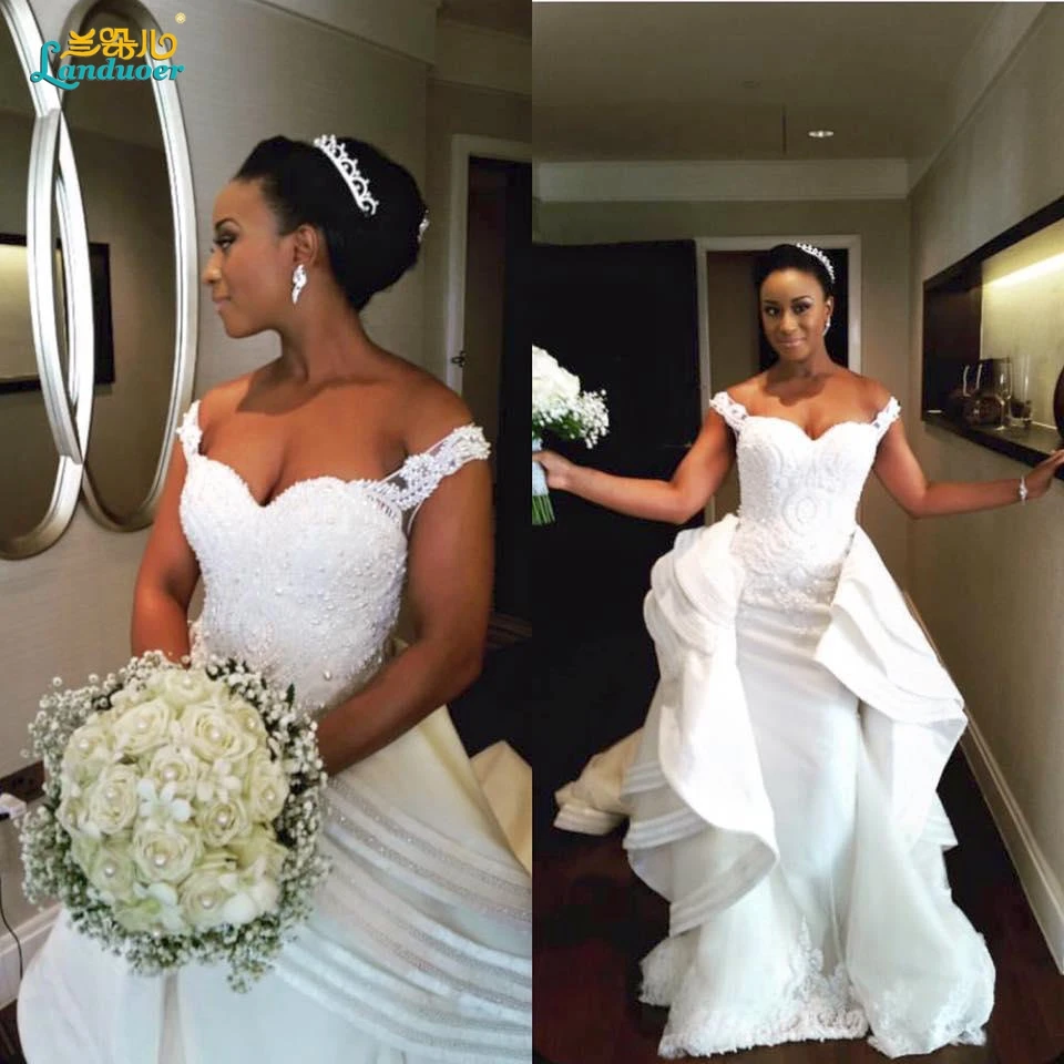 Из двух частей свадебные платья 2017 русалка лонг съемная поезд из бисера Китай